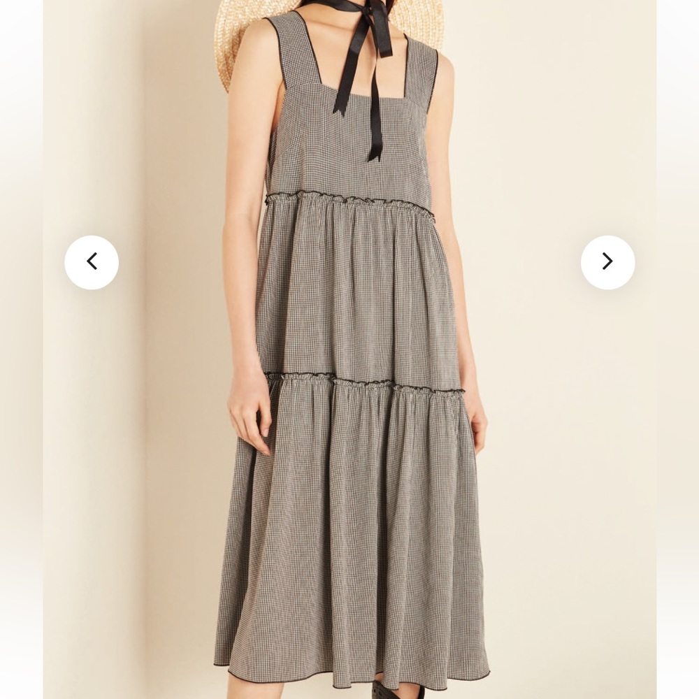 Women’s Gray Tiered Midi Dress - Classic Square Neck